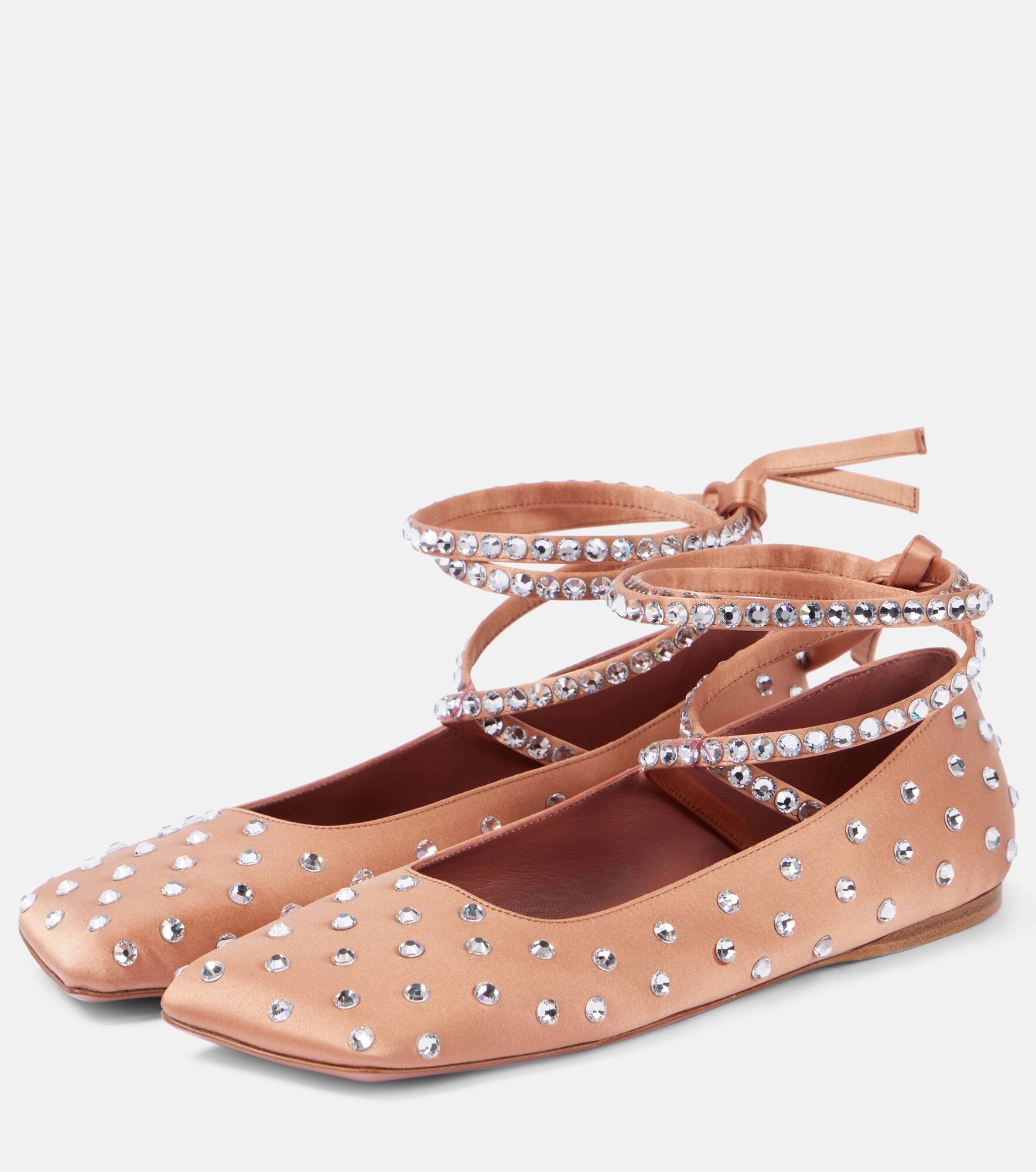 Ane crystal-embellished satin ballet flats - 5