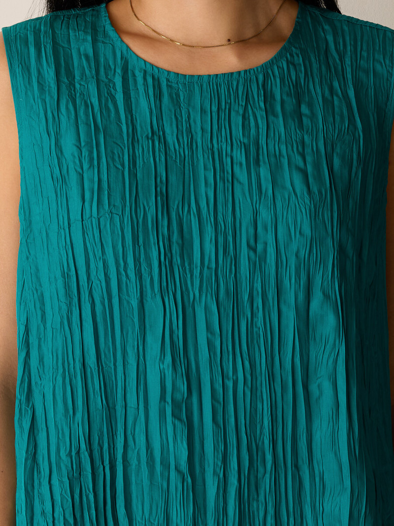 Crushed Silk Round Neck Dress 5