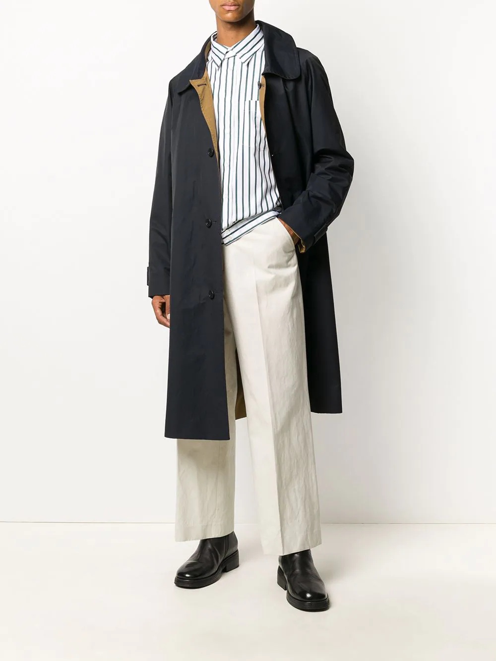 vertical-stripe blouson shirt - 2