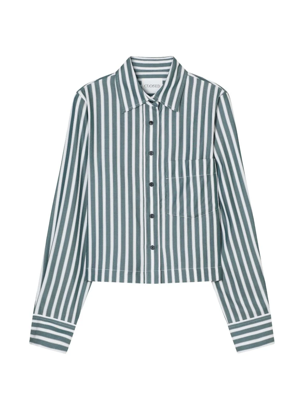 striped cropped classic shirt - 1