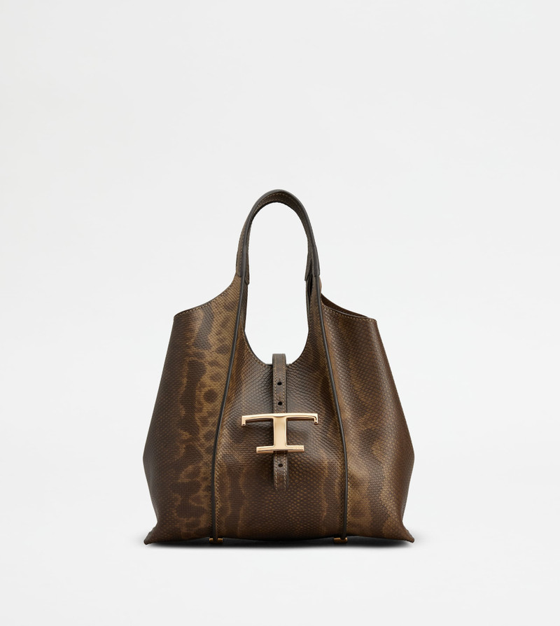 T TIMELESS SHOPPING BAG IN REPTILE MINI - BROWN 1