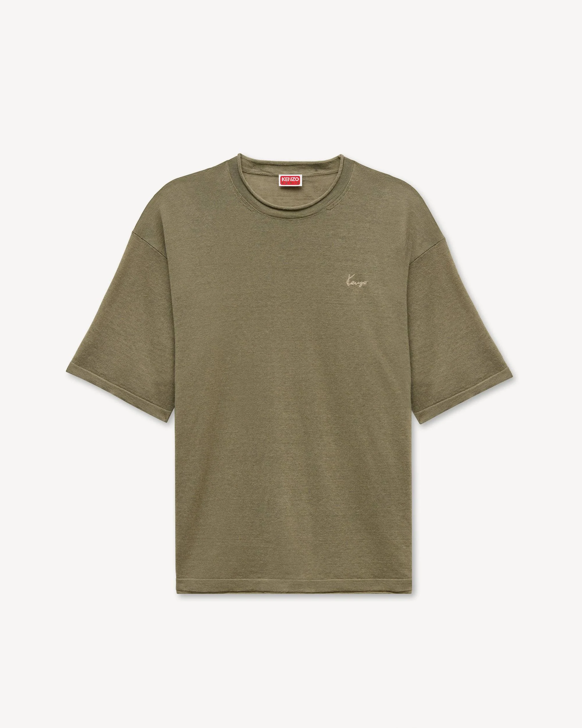 'KENZO Signature' embroidered light T-shirt in linen cotton - 1