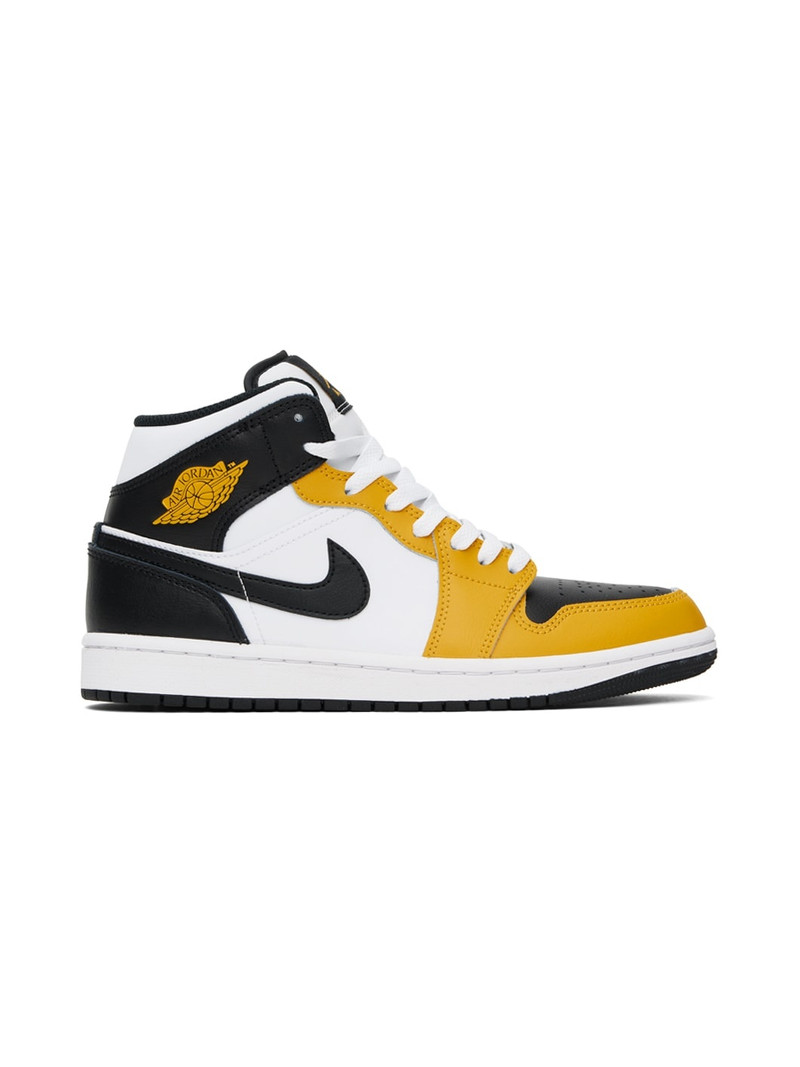 Black & Yellow Air Jordan 1 Mid Sneakers - 1