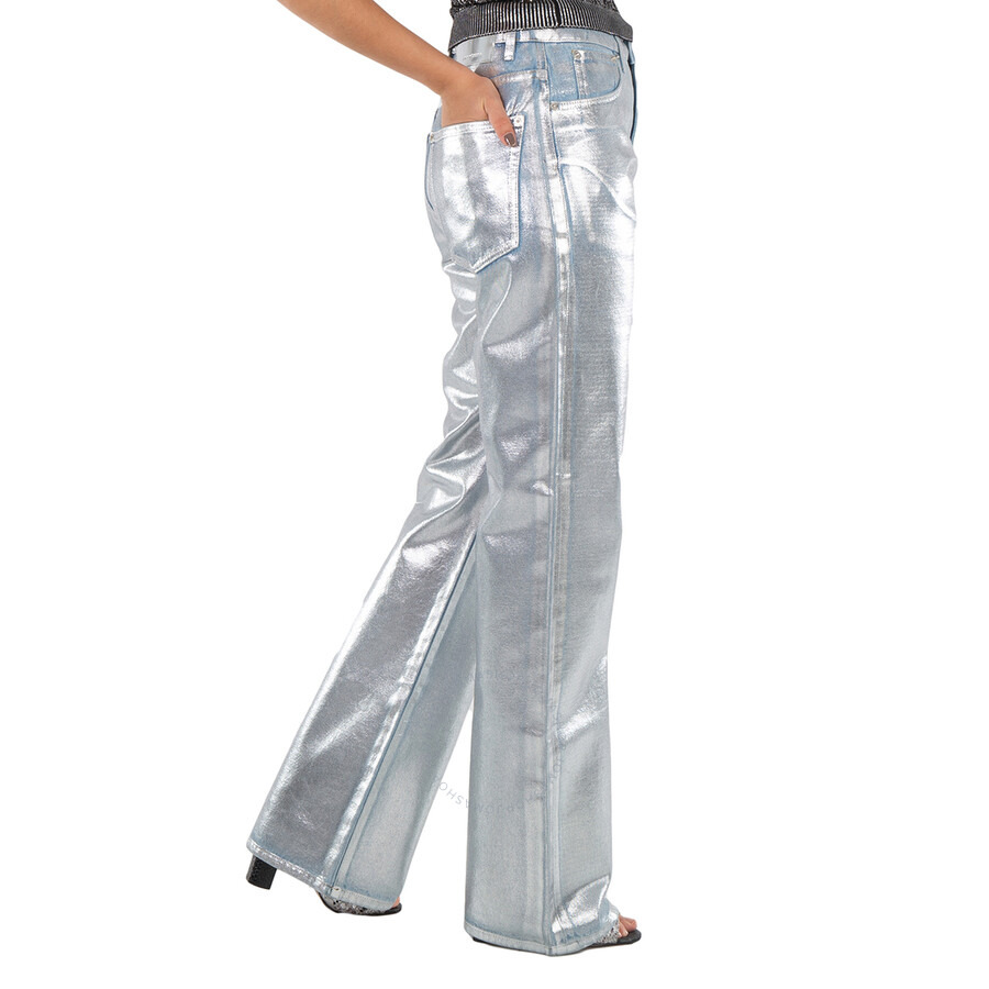Rabanne Ladies Straight Leg Metallic Denim Jeans - 3