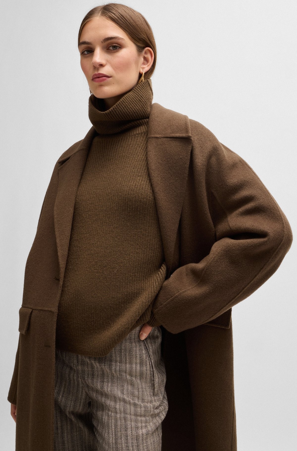 WOOL COAT WITH BUTTONED CUFFS AND SIGNATURE ACCENTS - 6