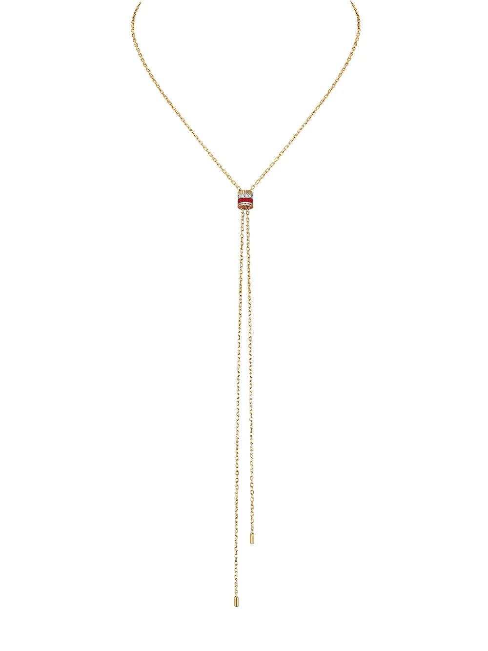 18kt yellow gold mini Quatre Red Edition diamond and ceramic tie necklace - 1