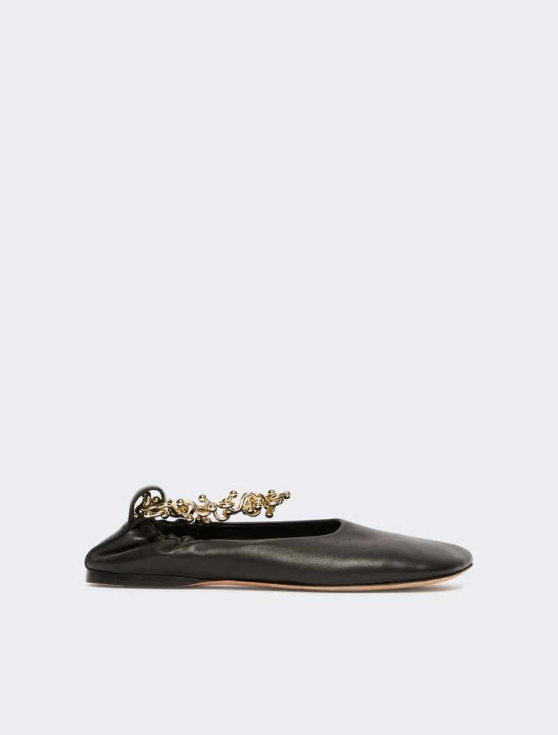 Nappa leather ballerinas with ankle band - black 1