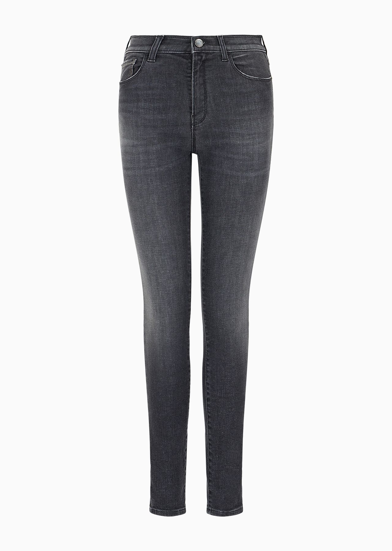 J20 High-waisted super-skinny jeans in a worn-look denim - 1