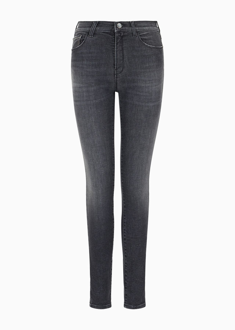 J20 High-waisted super-skinny jeans in a worn-look denim 1