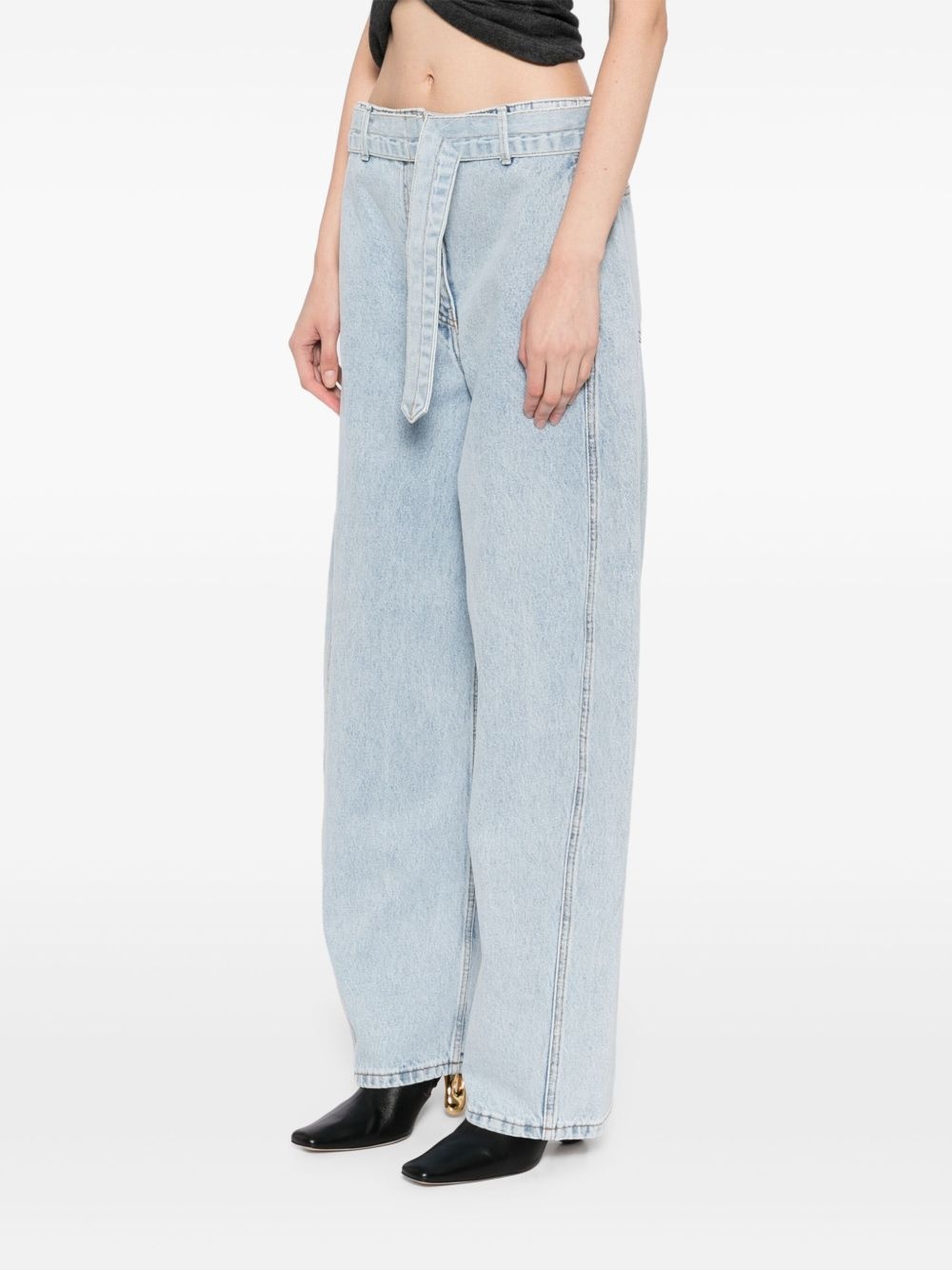 belted straight-leg jeans - 3