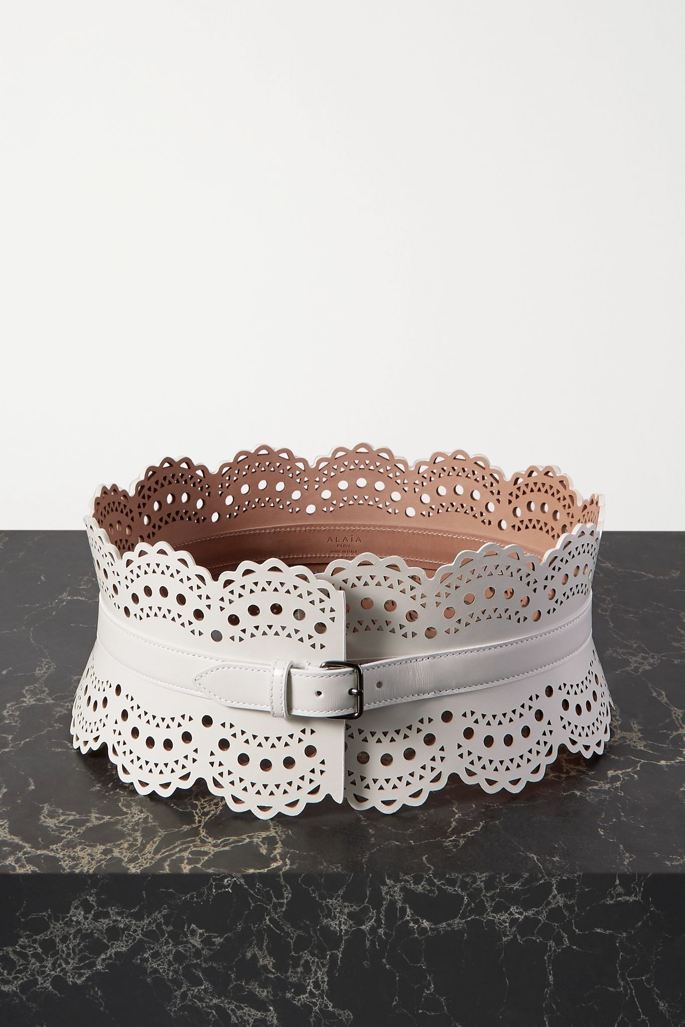 Laser-cut leather waist belt - 1