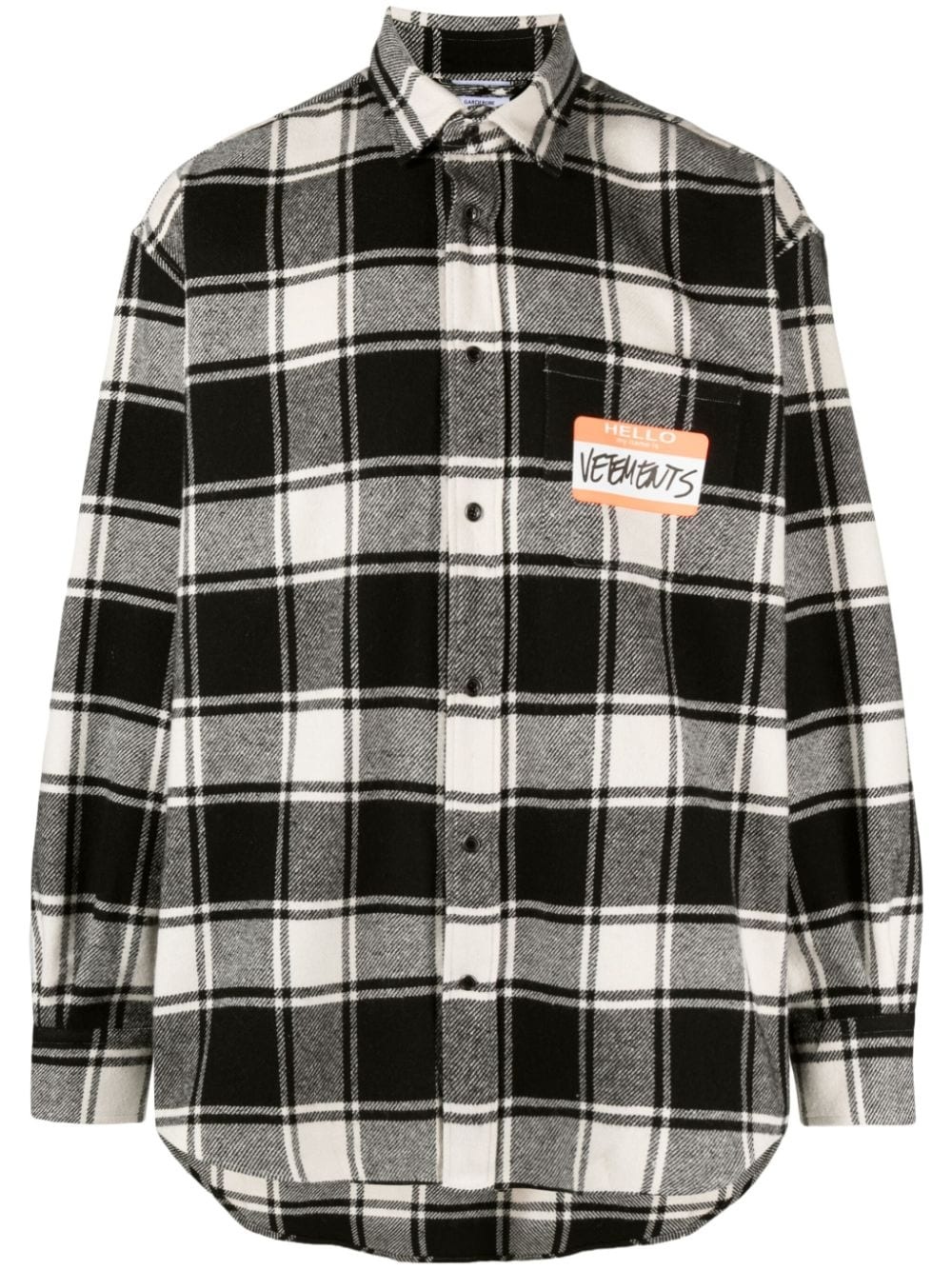 logo-appliqué plaid shirt - 1