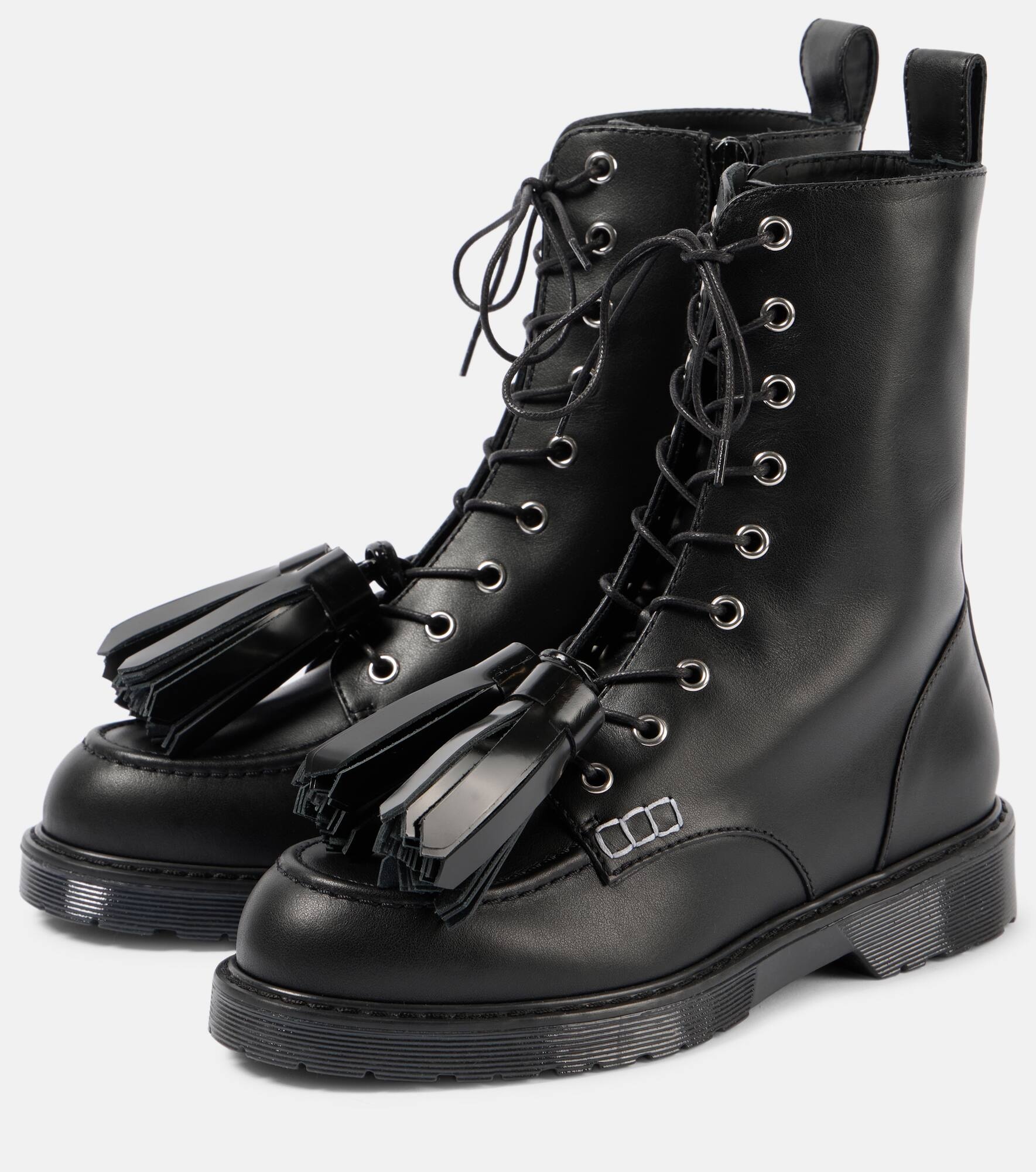 Leather combat boots - 5
