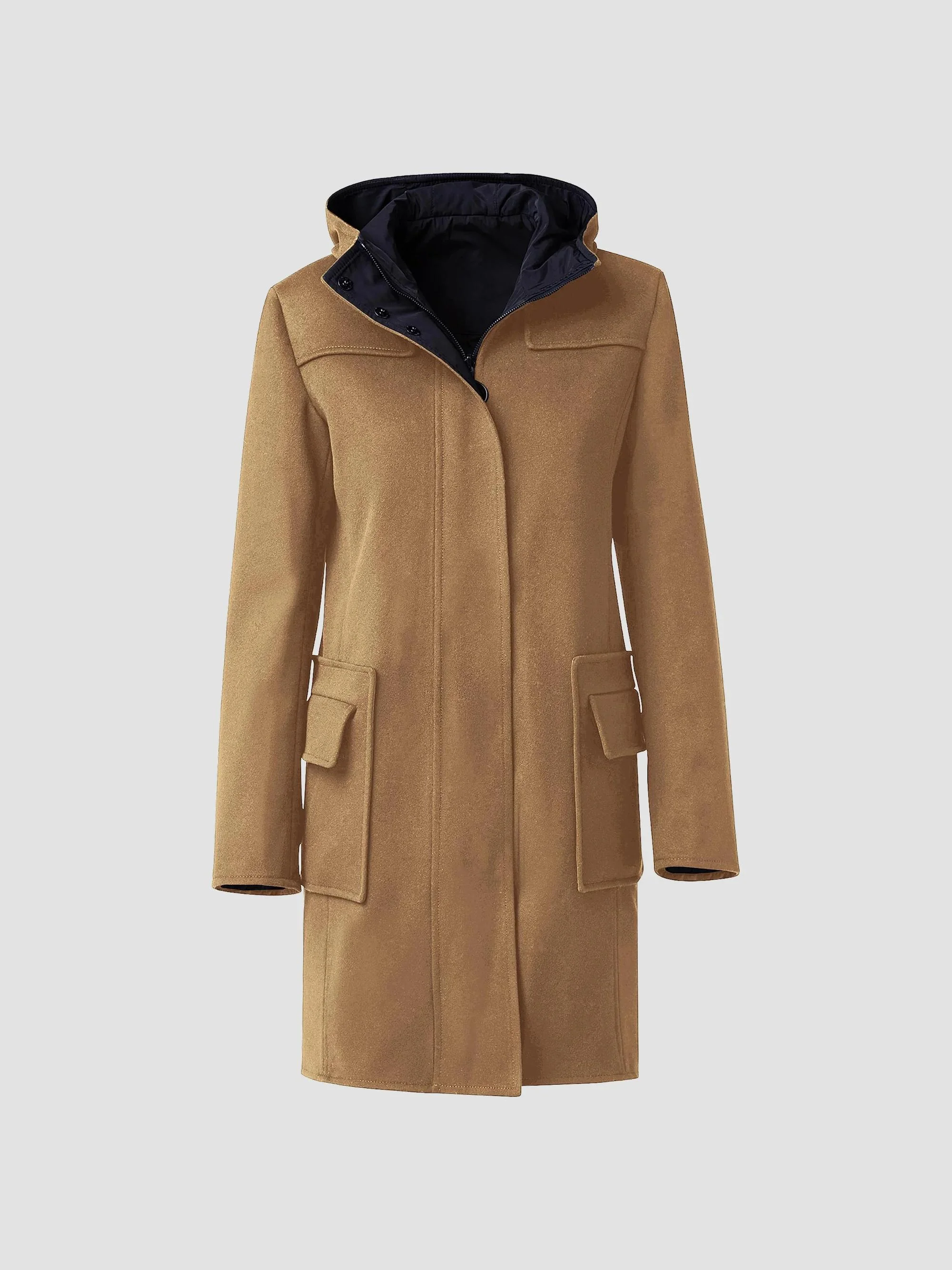 Women's Duffel Reversible Coat - Malt Black - 1