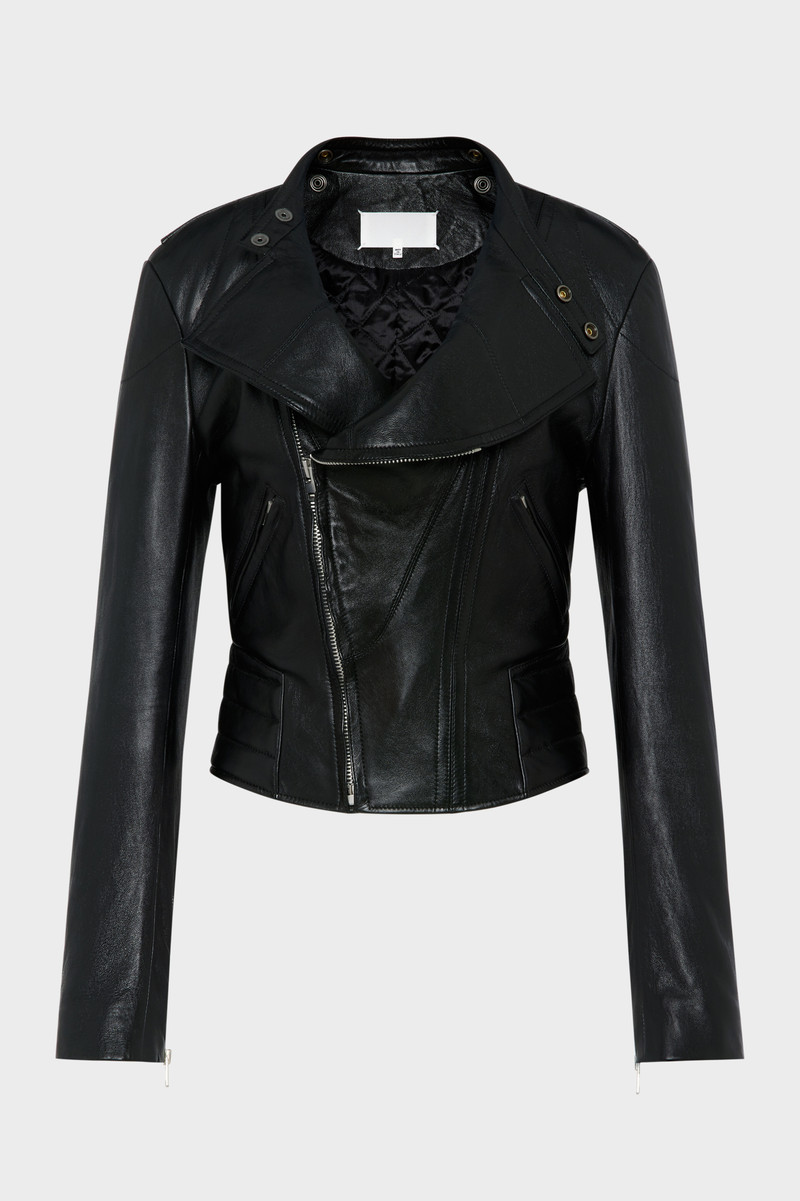Folded Collar Leather Jacket 1