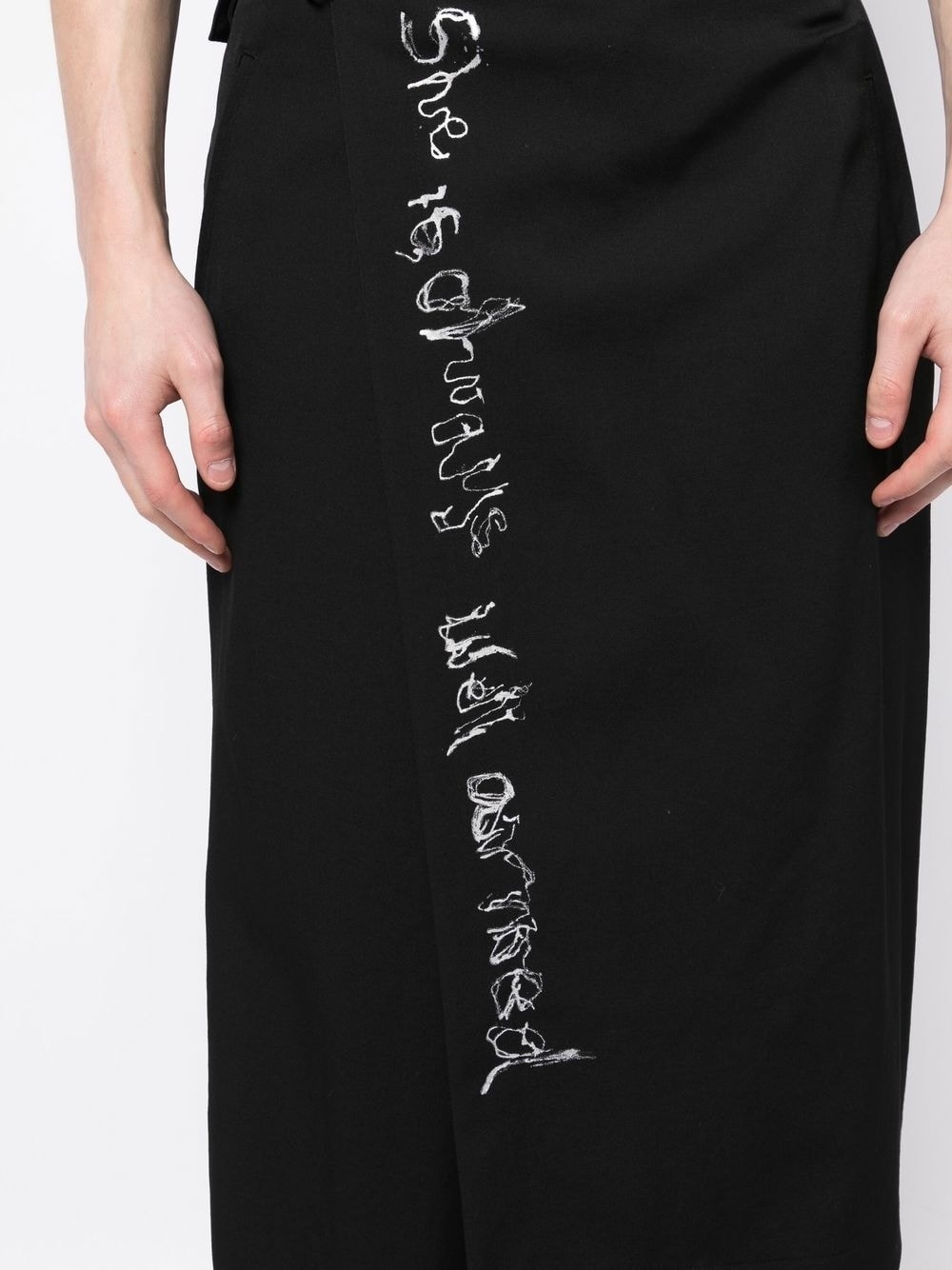 wrap-design wool cropped trousers - 5