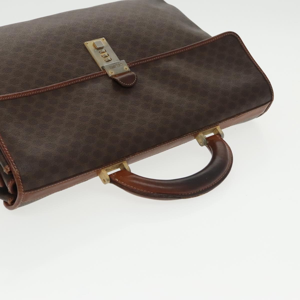 CELINE Macadam Canvas Hand Bag Pvc Leather Brown Gold - 6