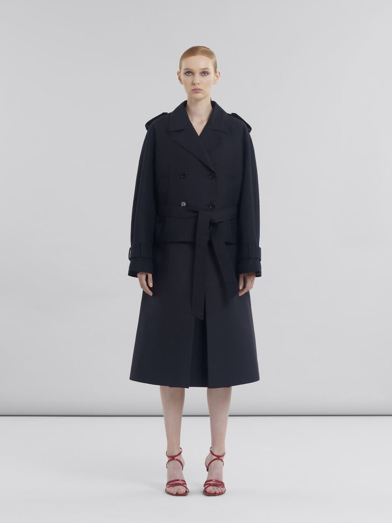 Marni SHORT BLACK COTTON TRENCH WITH MARNI SYMBOL outlook