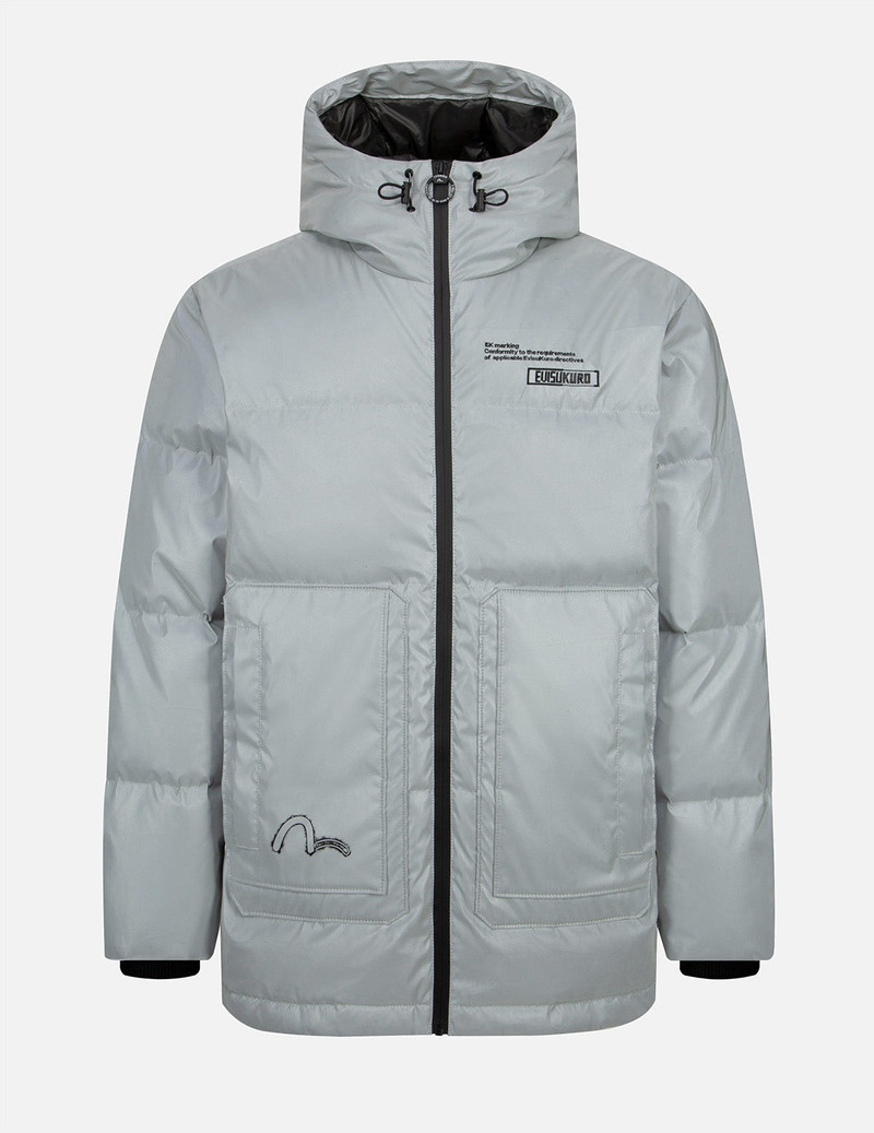 Spray-effect Kamon Print Down Jacket 1