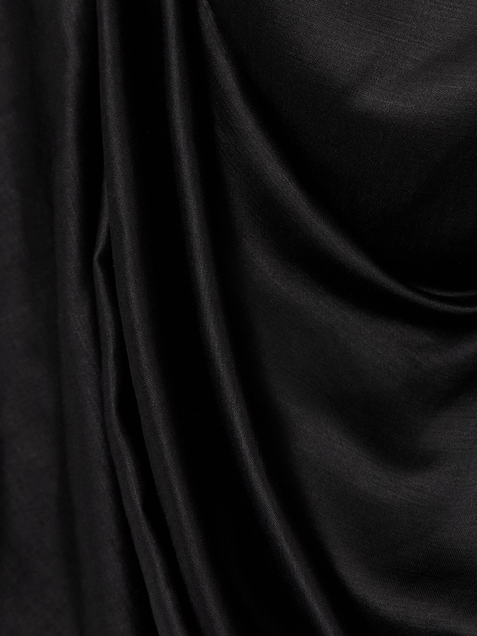 Off-the-shoulder ruched satin dress Black - 4