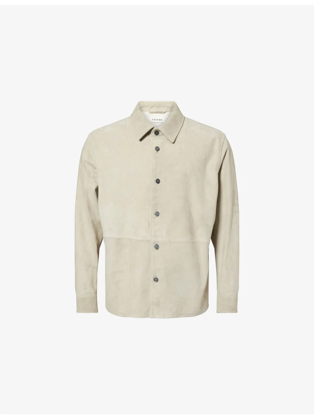 Collared Button-Up Suede Shirt - 1