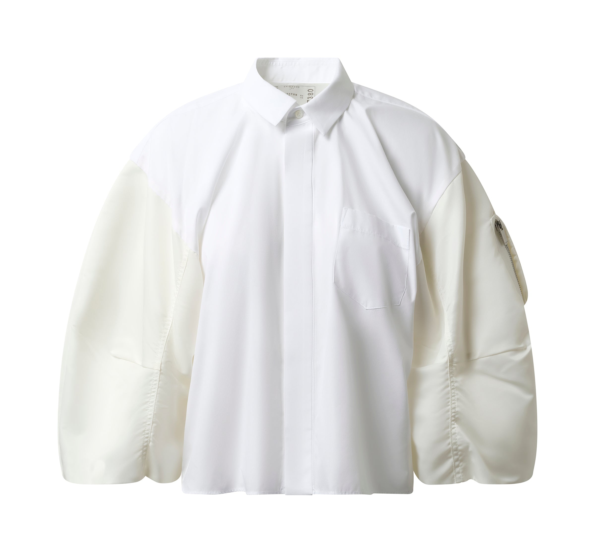 Cotton Poplin x Nylon Twill Shirt in Off White - 2