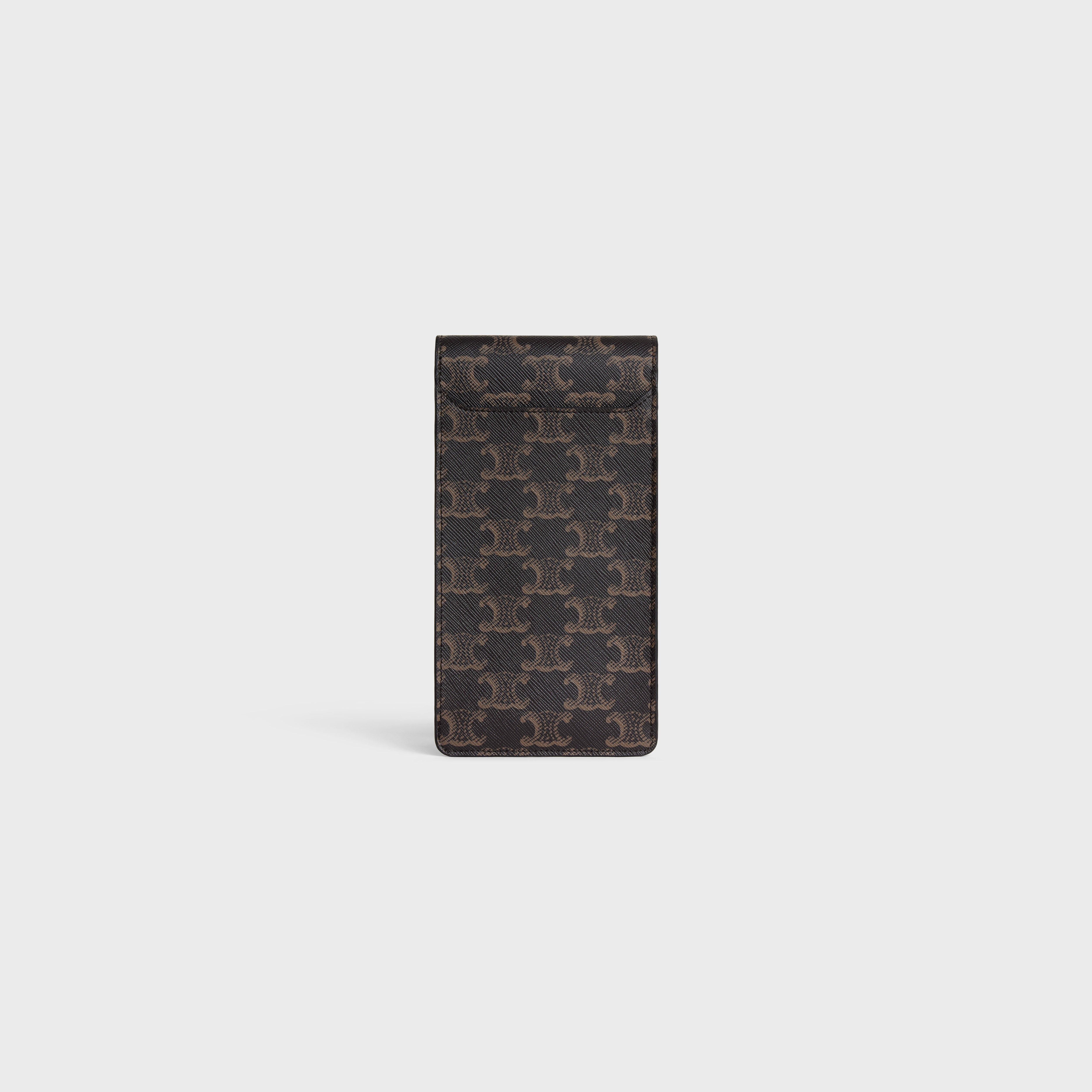 VERTICAL PHONE POUCH in TRIOMPHE CANVAS and calfskin - 3