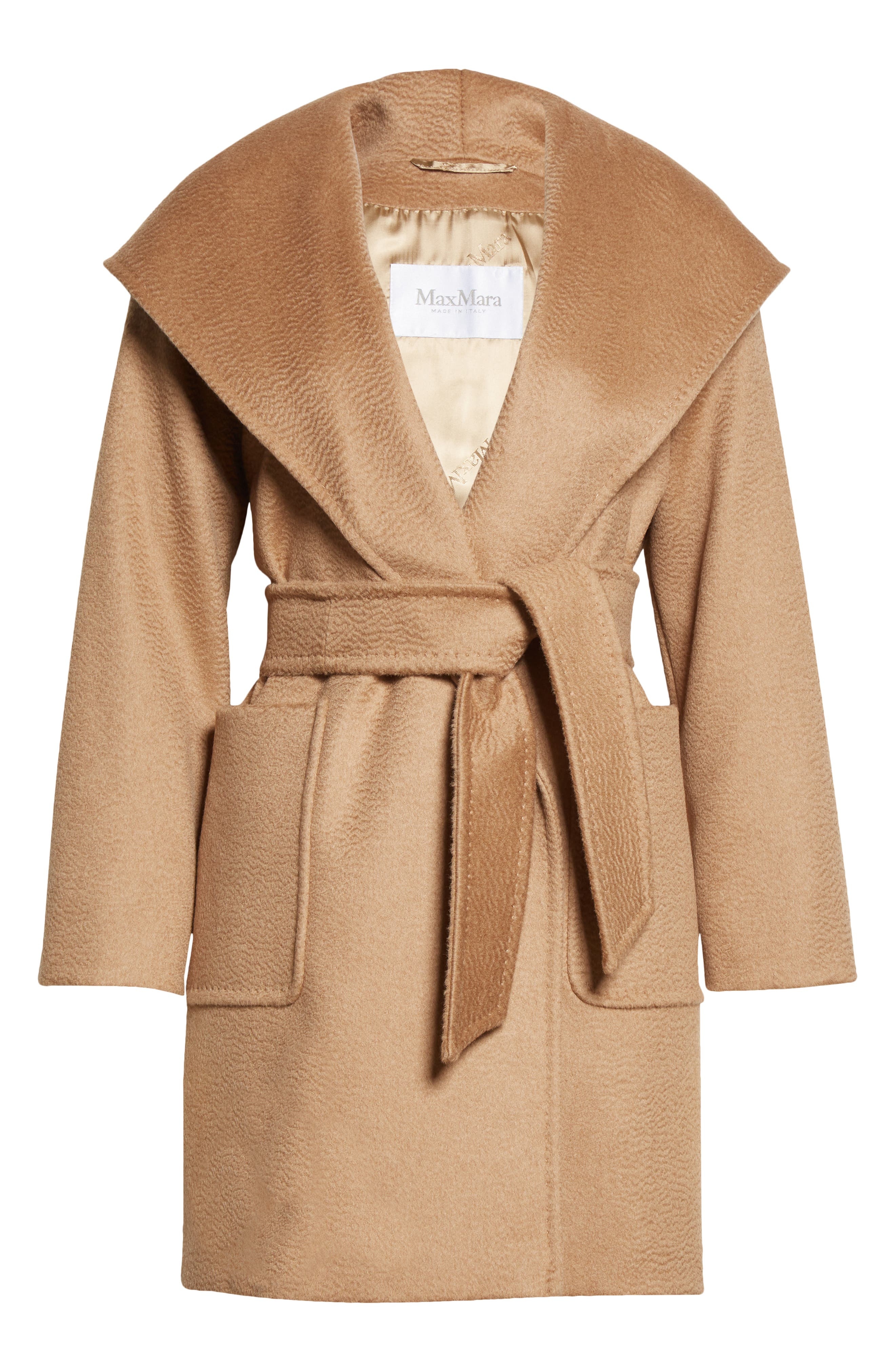 Max Mara Rialto Hooded Camel Hair Wrap Coat at Nordstrom - 6