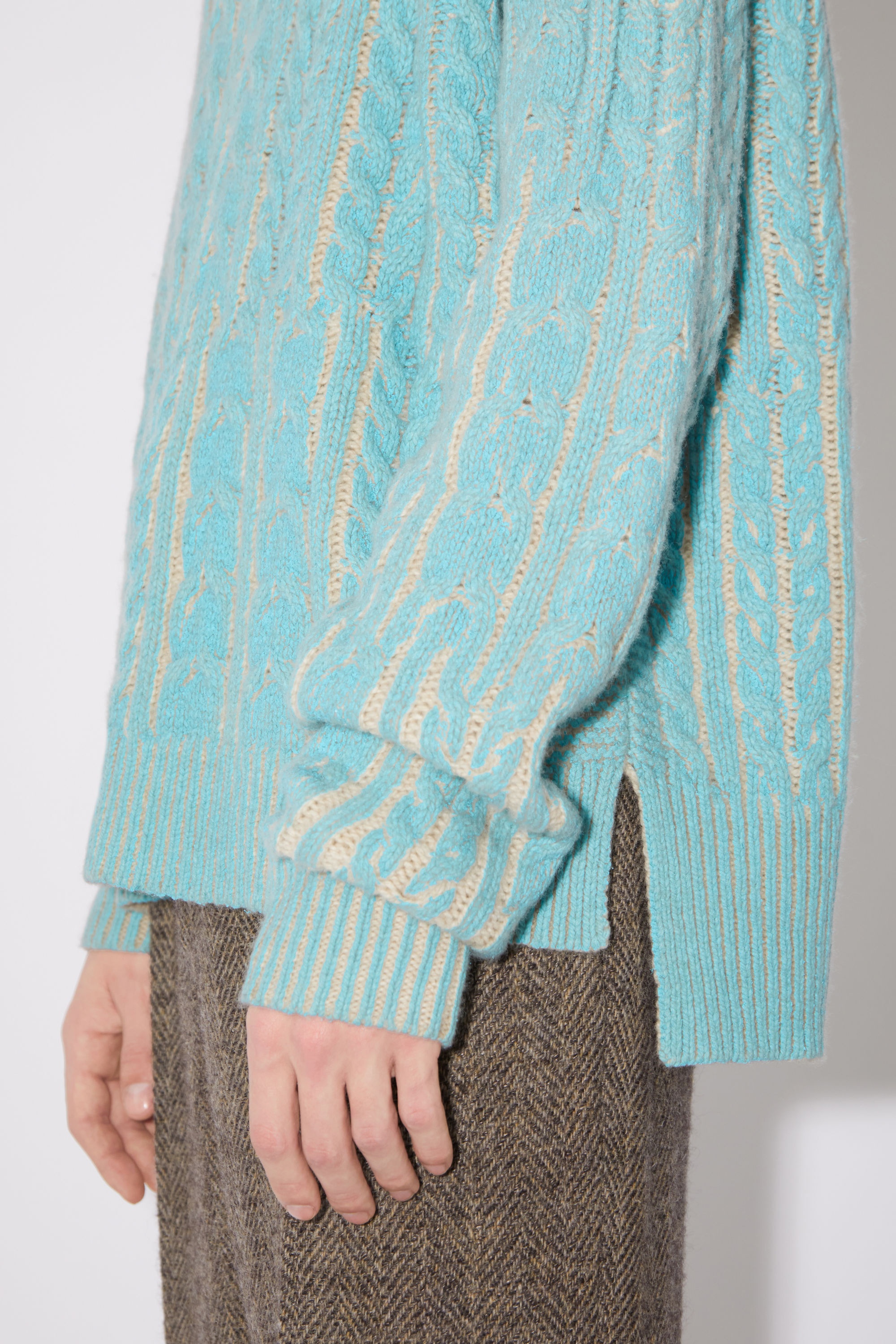 Crew neck wool-blend jumper - Turquoise blue - 4