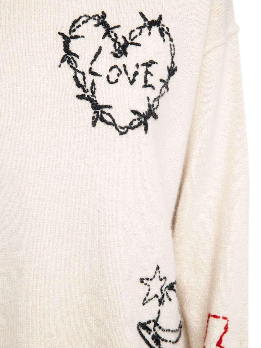 embroidered heart detail sweater - 5