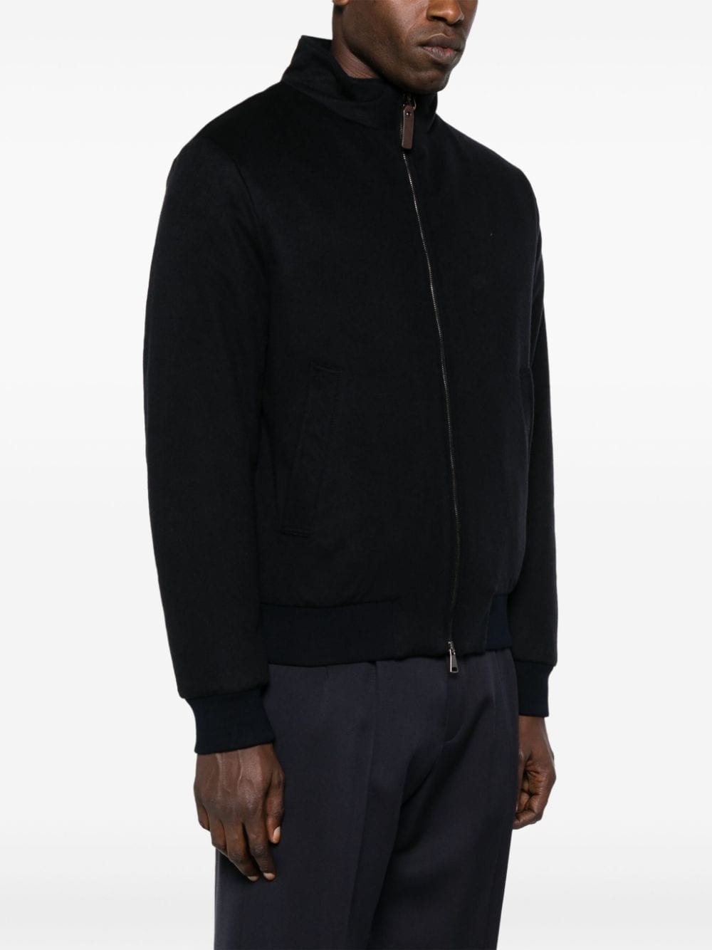 high-neck cashmere bomber jacket - 3