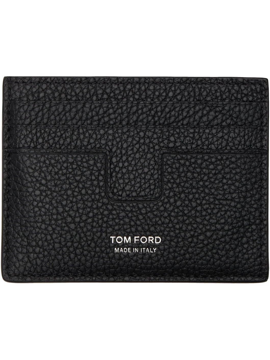 Black Grain Leather Classic Card Holder - 1