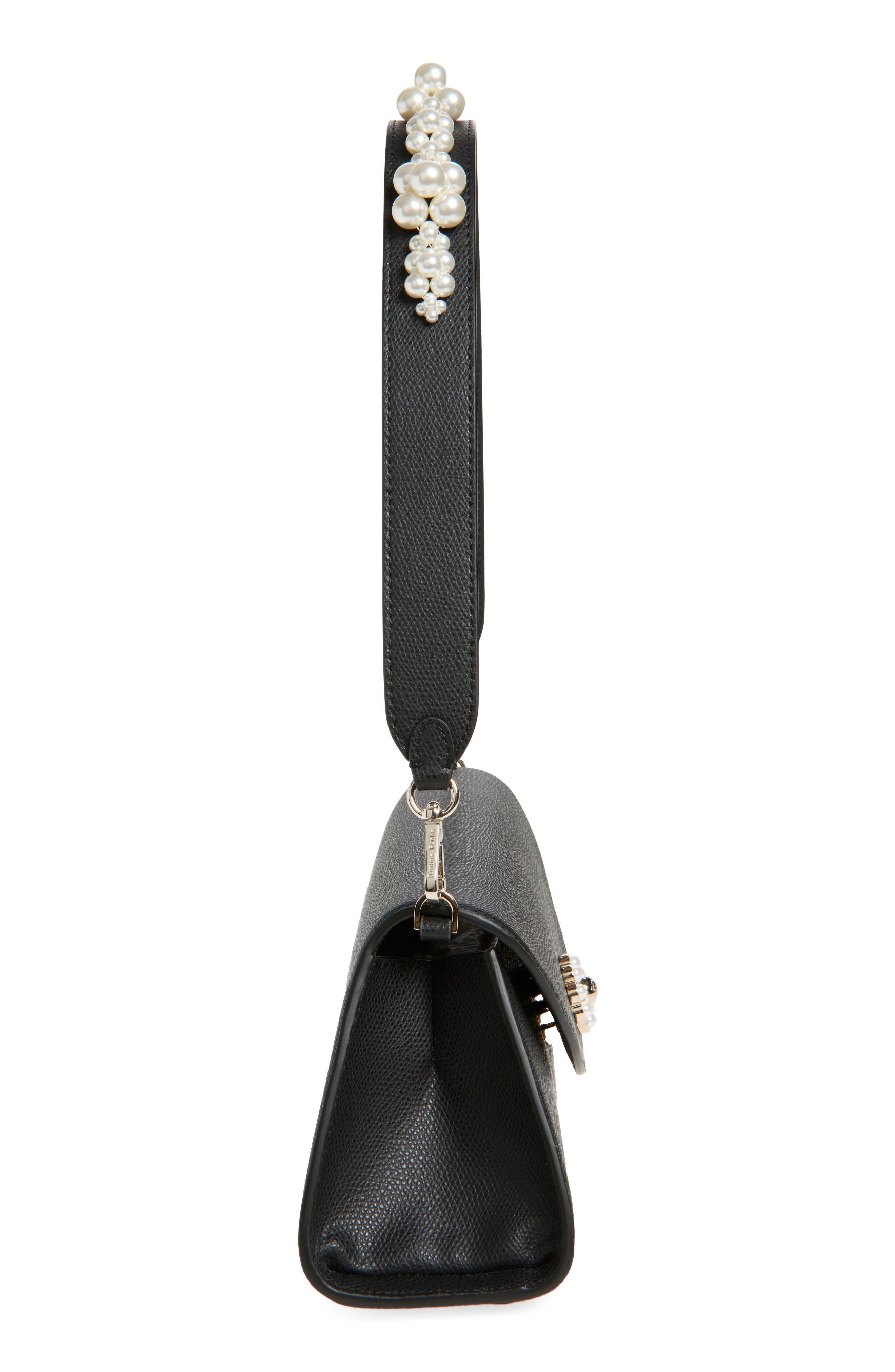 Simone Rocha Pochette Valentine Leather Shoulder Bag in Black/Pearl at Nordstrom - 6