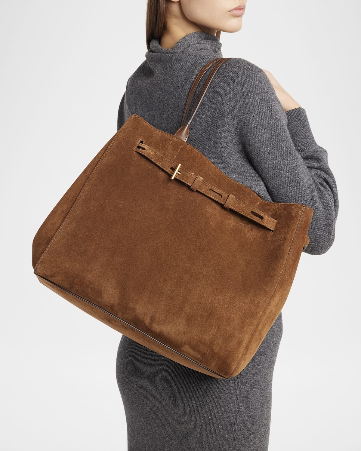Audrey Large Tote Bag in Calfskin Suede - 2