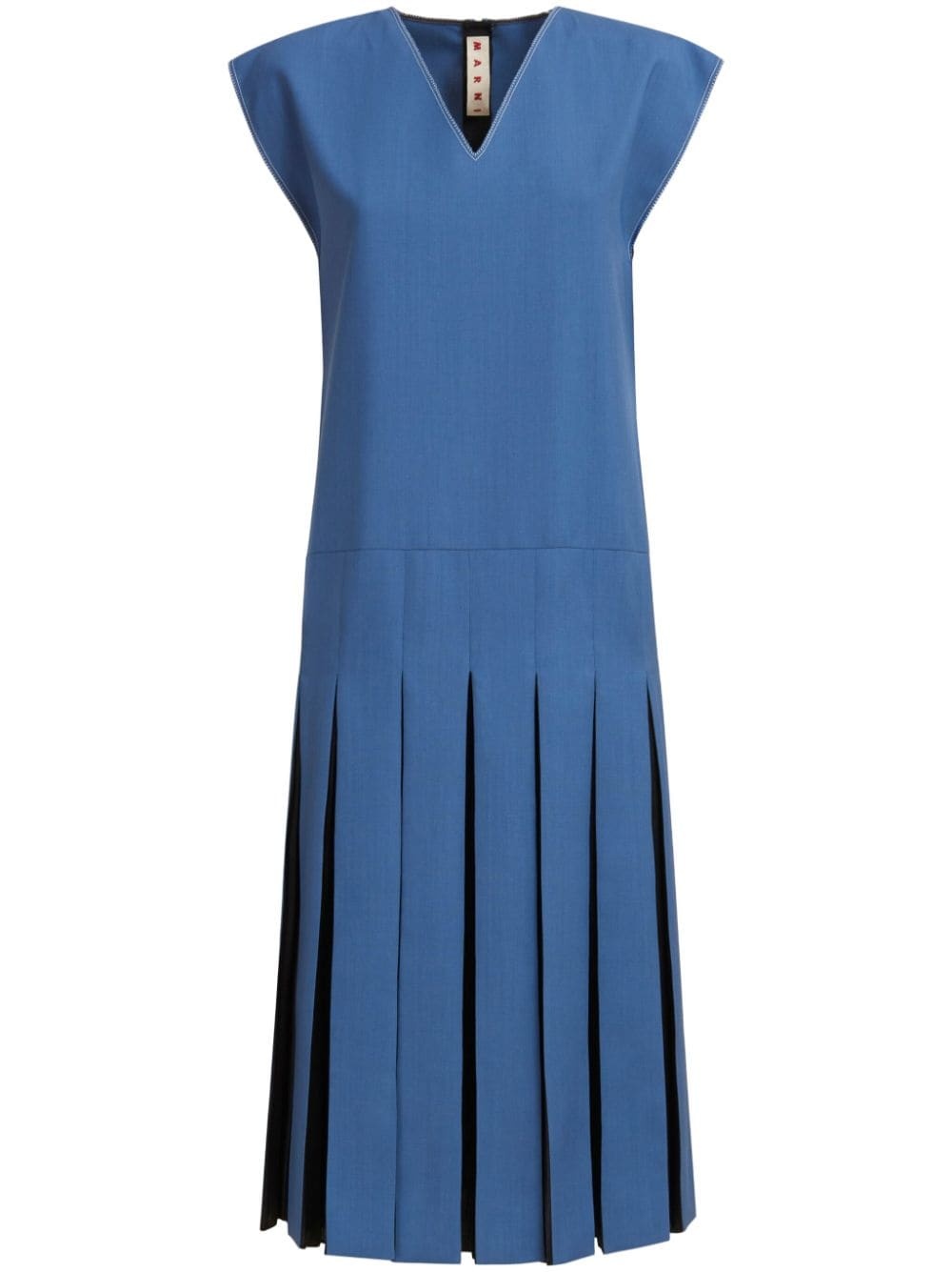 pleated twill midi dress - 1