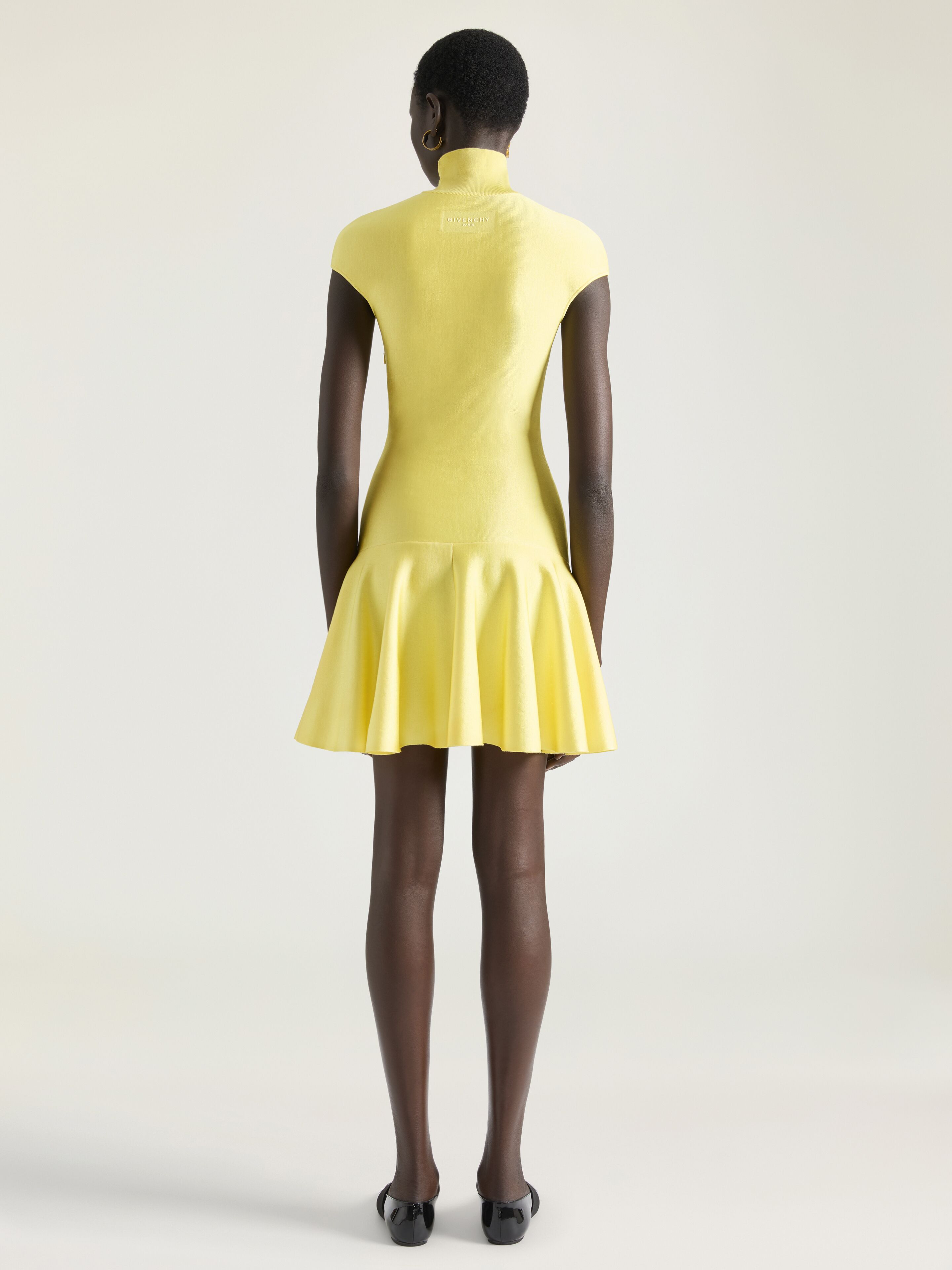 MINI DRESS WITH FLARED SKIRT IN WOOL VISCOSE - 3