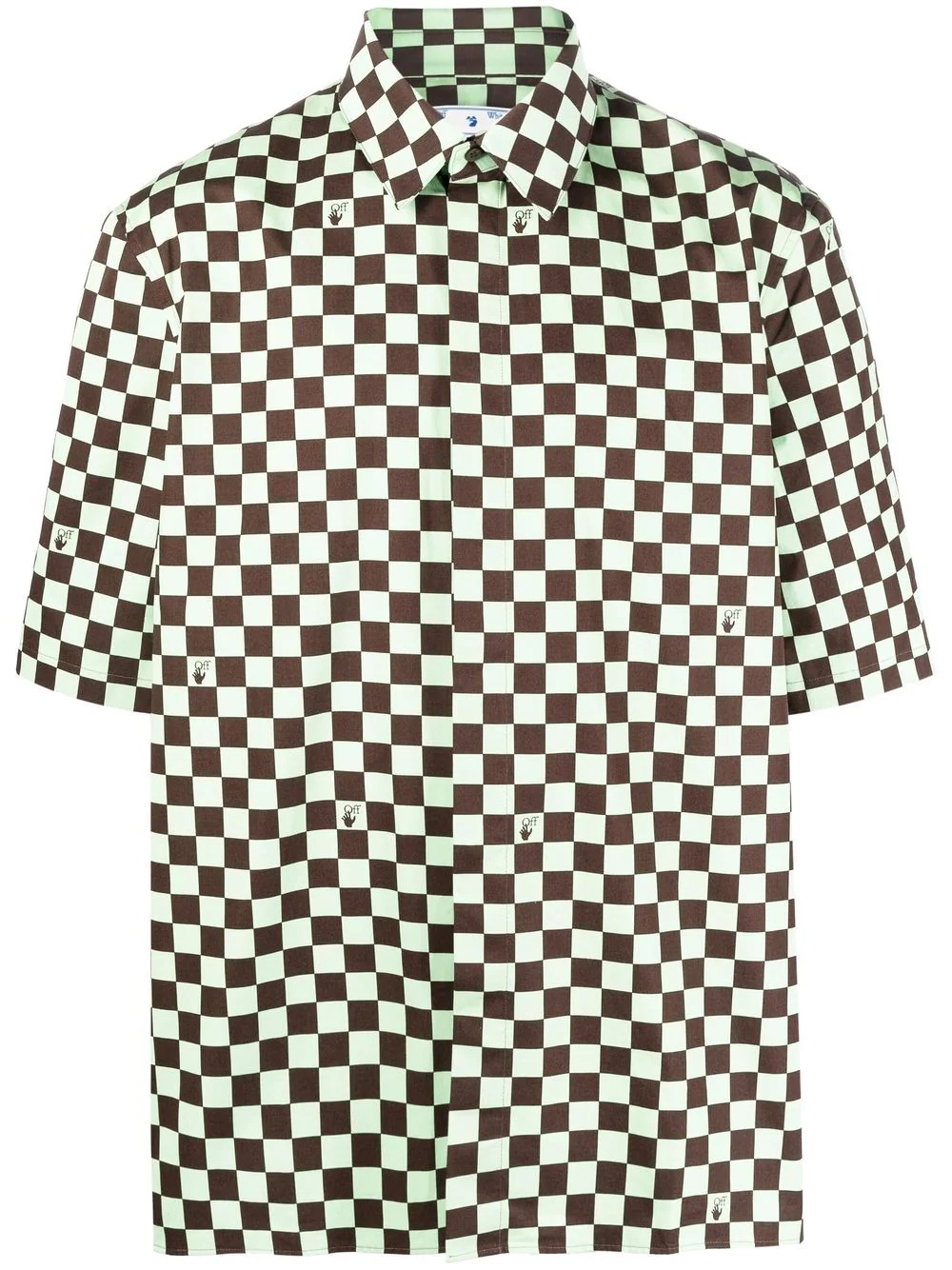 checkerboard-print shirt - 1