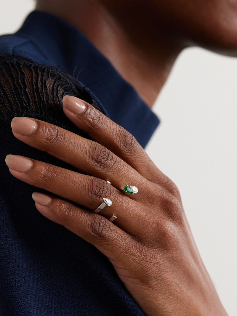 REPOSSI Serti Sur Vide 18-karat White Gold, Diamond And Emerald Ring outlook