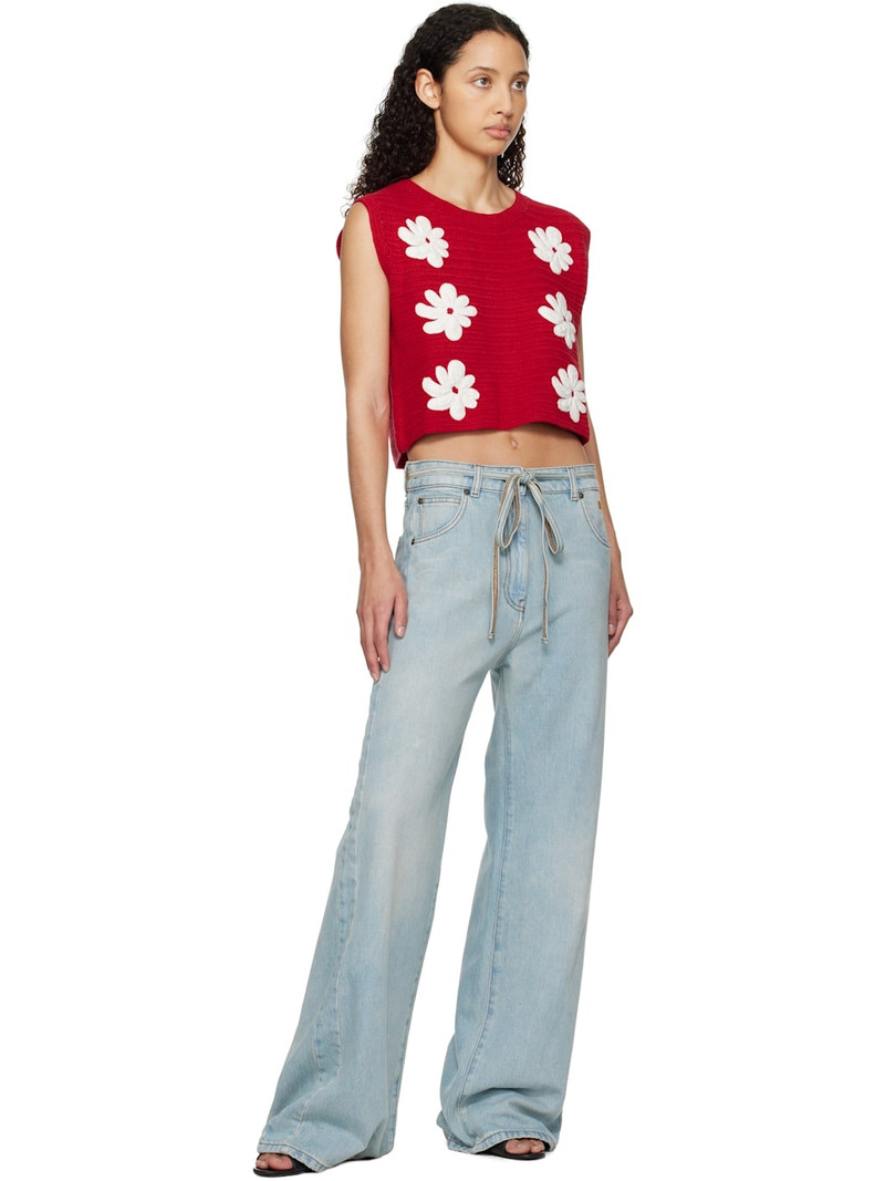 MSGM Blue Wide-Leg Trousers outlook