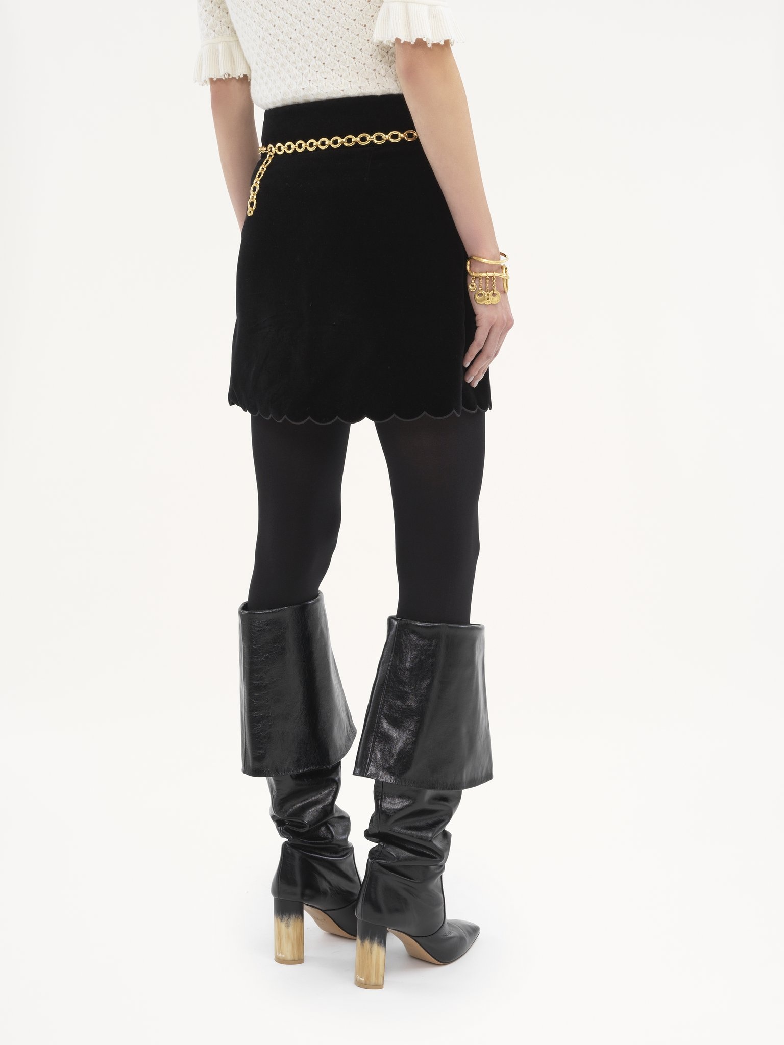 SCALLOPED MINI SKIRT IN VELVET - 5