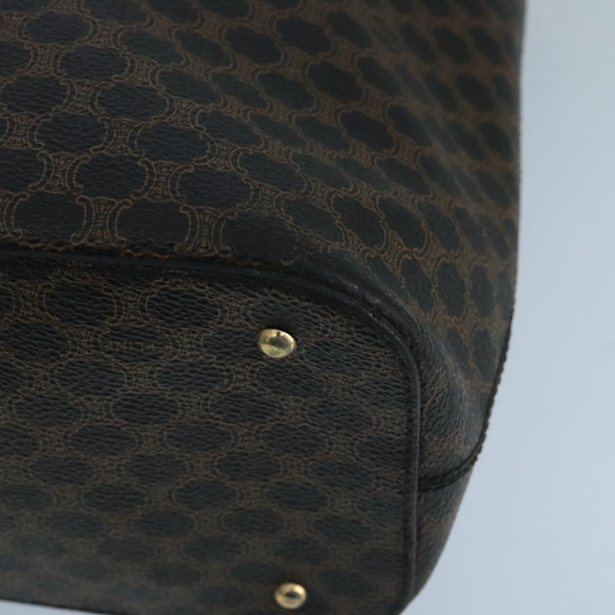 CELINE Macadam Canvas Hand Bag Pvc Leather Black Gold - 14