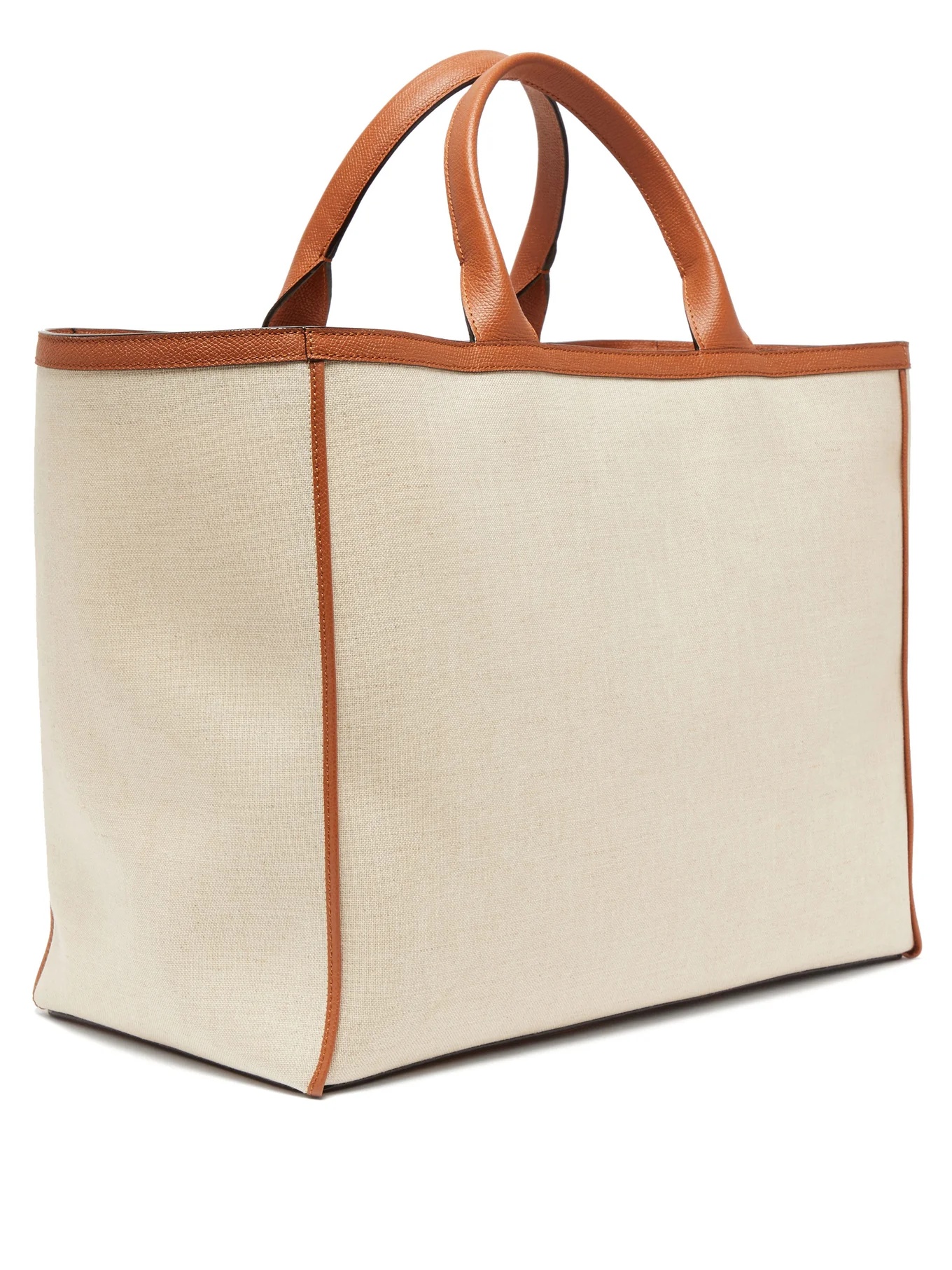 Shopping large canvas and leather tote bag - 3