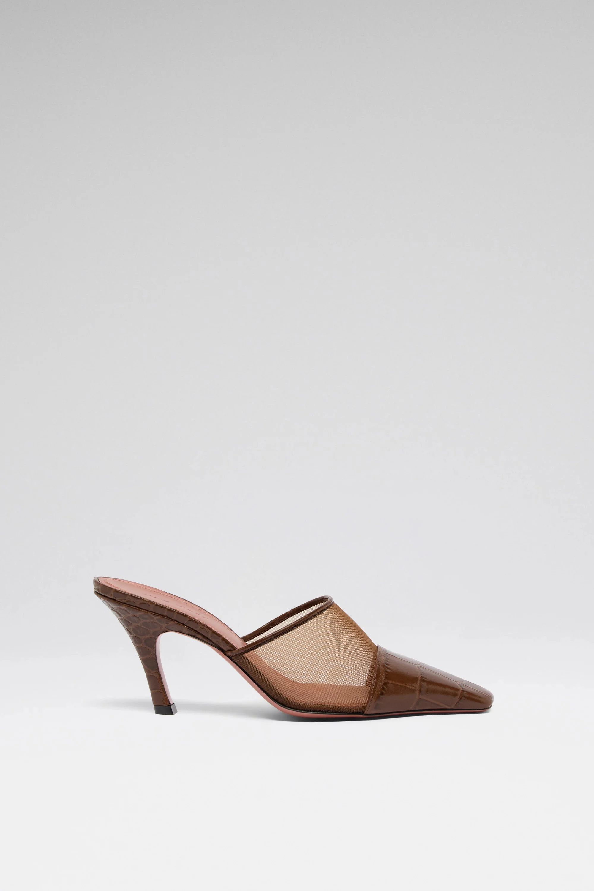 JAMIE MESH MULE 80 BROWN TULLE AND BROWN PRINTED CROC - 1