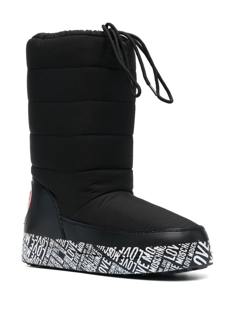 logo-print quilt-detail boots - 2