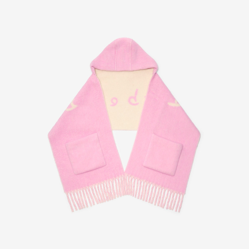 Logo Alpaca Wool Blend Hooded Scarf 1