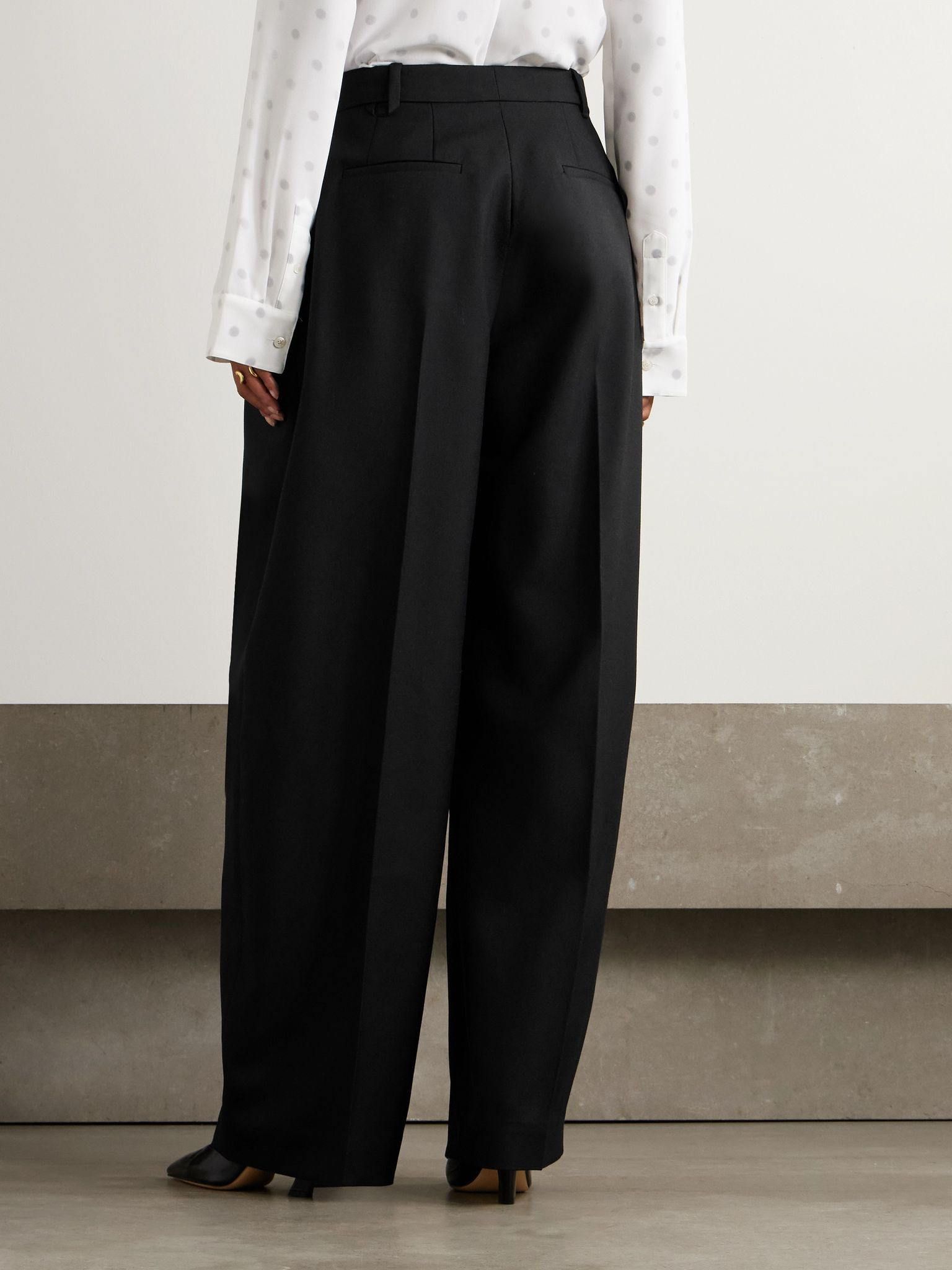 D'Homme pleated wool-twill tapered pants Black - 4