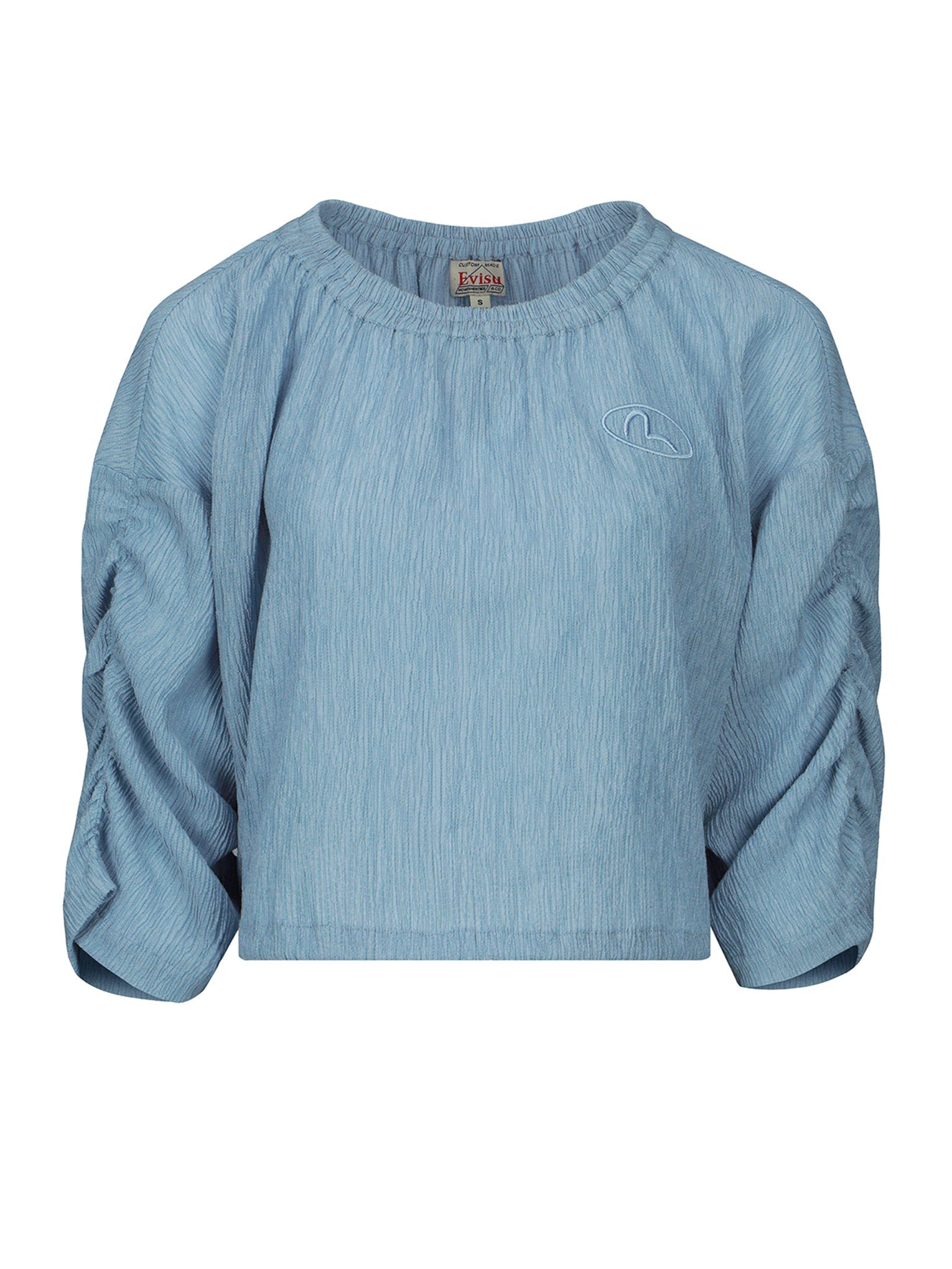 SEAGULL BADGE EMBROIDERY DROP-SHOULDER BLOUSE - 9