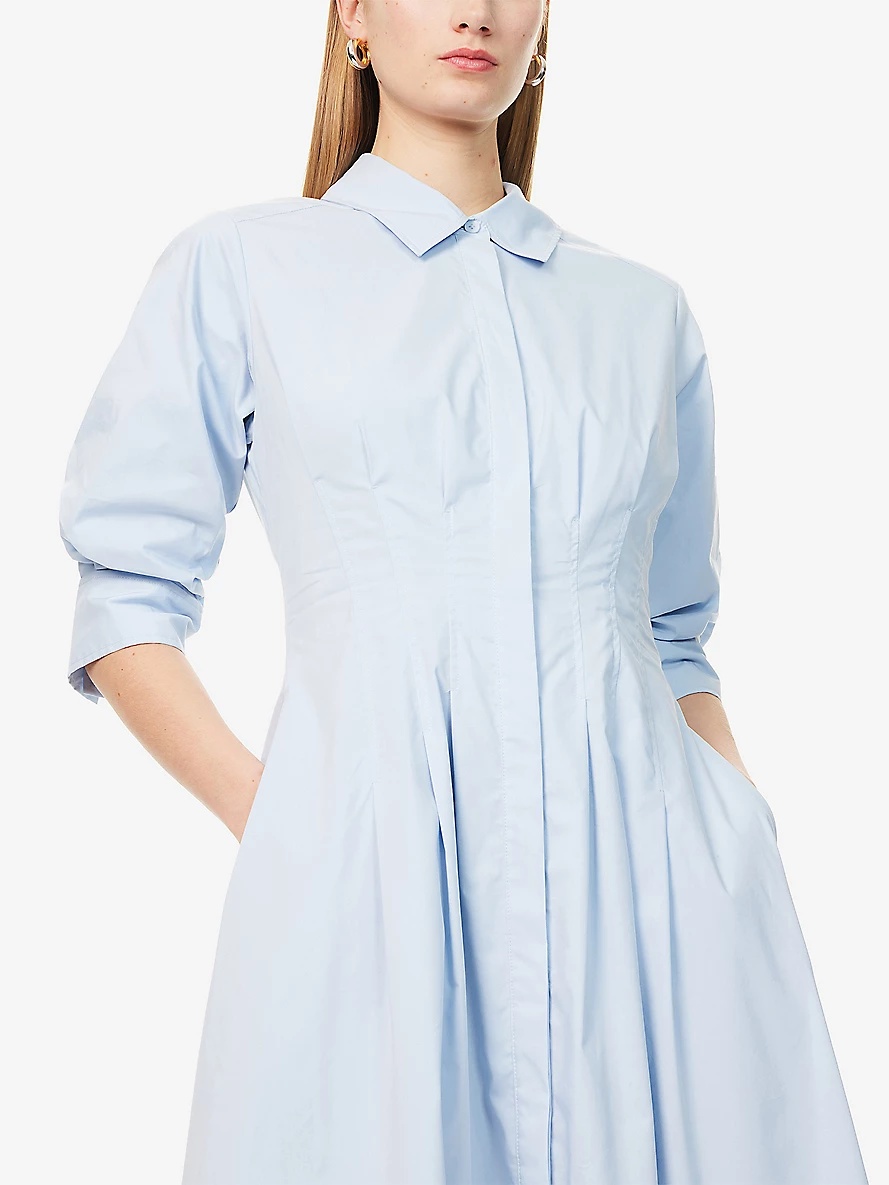 Jazz pleated cotton-blend poplin midi shirt dress - 9