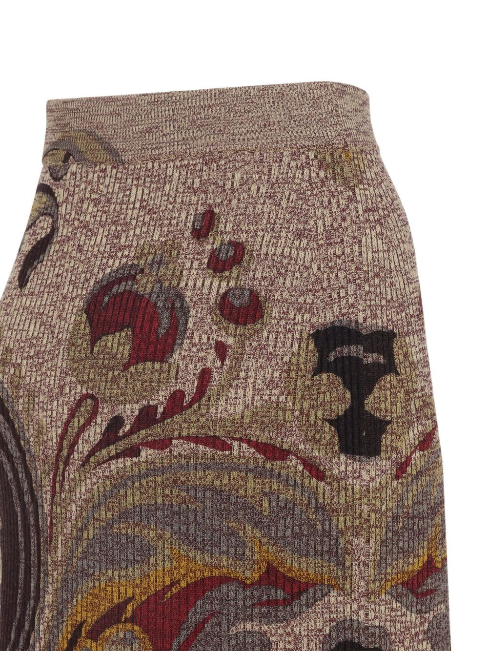 paisley-print ribbed-knit skirt - 3