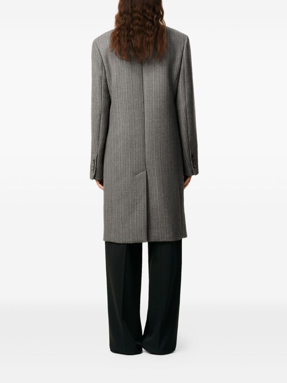 herringbone double-breasted coat - 4